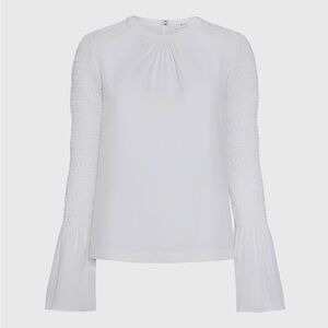 A.L.C. White Blouse with Textured Sleeves